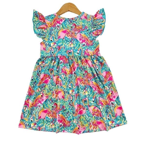 Flamingo Print Ruffle dress size 6 - Picture 5 of 5